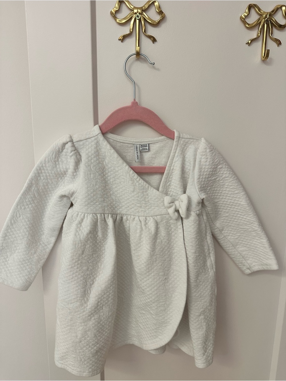 Janie and Jack white bow dress, 18 mo